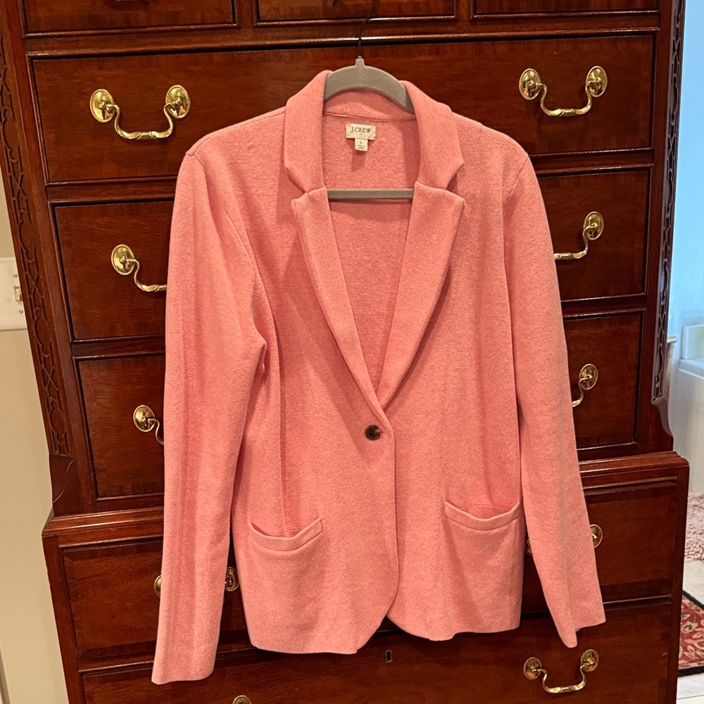 J. Crew Coral Pink Knit Blazer